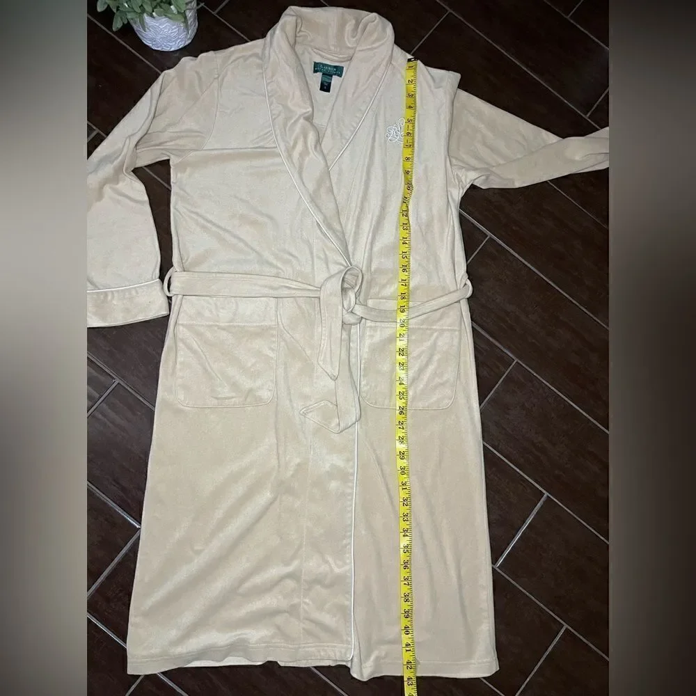 Lauren Ralph Lauren beige embroidered robe sz small